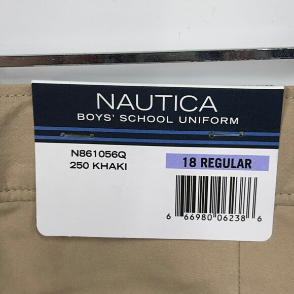 Nautica‎ Boys School Uniform Khaki Flat Front Shorts Adjustable Waist 18 Reg NWT - Picture 3 of 12